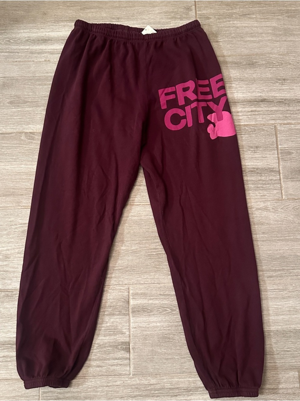 NWT Freecity Maroon Logo Cuff Sweatpants Large